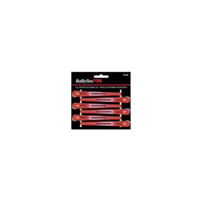 BABYLISS PRO PLASTIC SECTION METAL CLIPS - RED